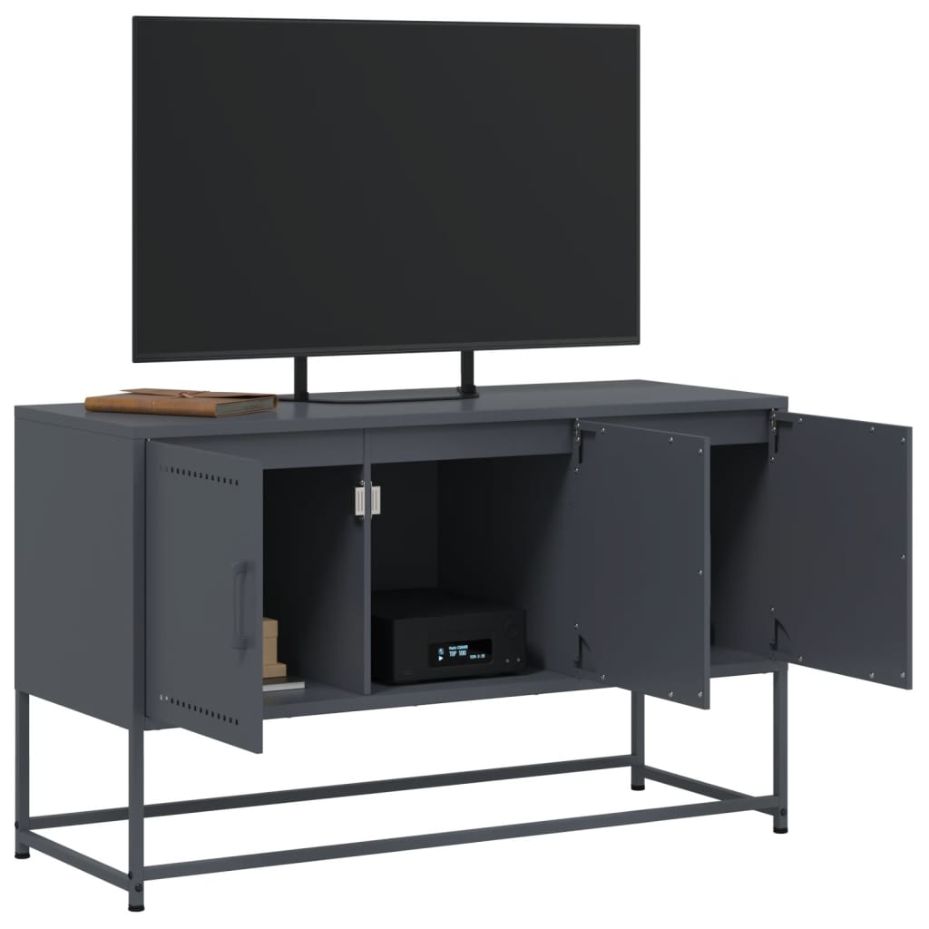 Meuble TV anthracite 100,5x39x60,5 cm en acier