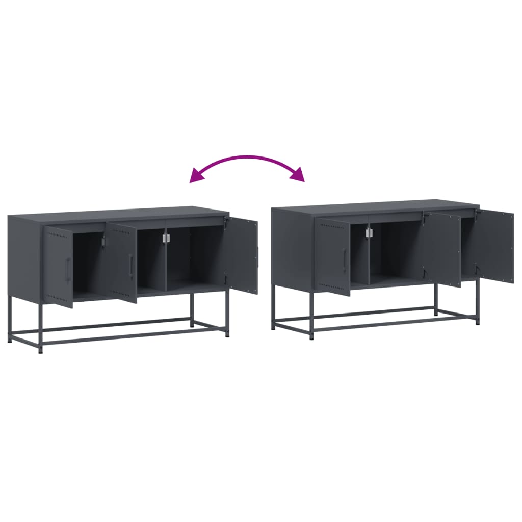 Meuble TV anthracite 100,5x39x60,5 cm en acier