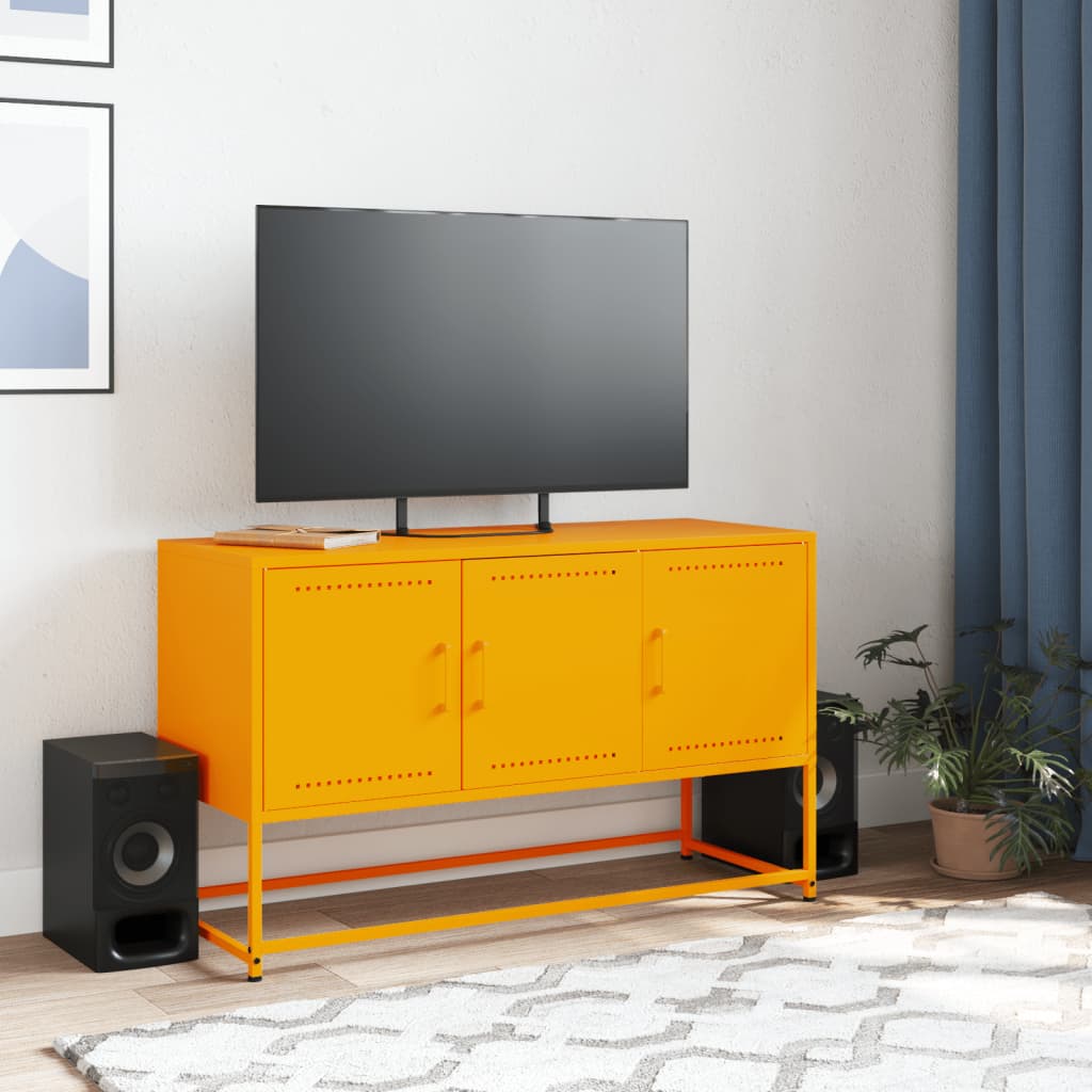 Meuble TV jaune moutarde 100,5x39x60,5 cm en acier