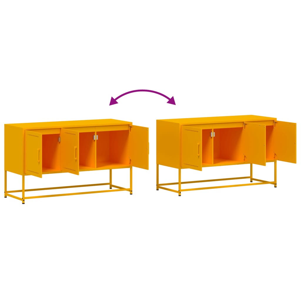 Meuble TV jaune moutarde 100,5x39x60,5 cm en acier