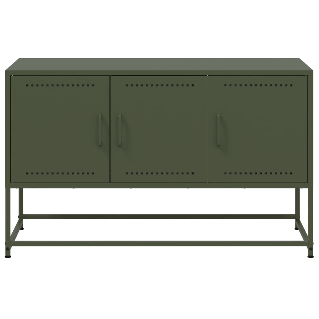 Meuble TV vert olive 100,5x39x60,5 cm en acier