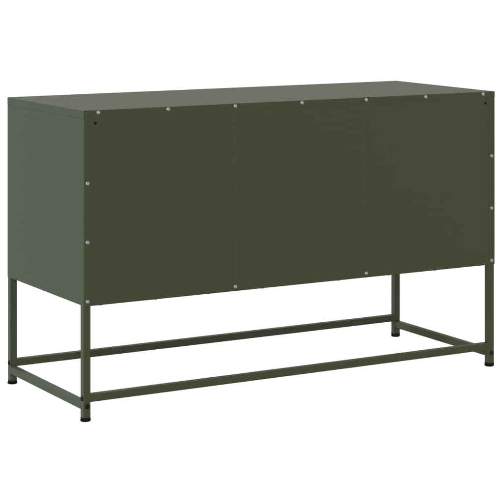 Meuble TV vert olive 100,5x39x60,5 cm en acier