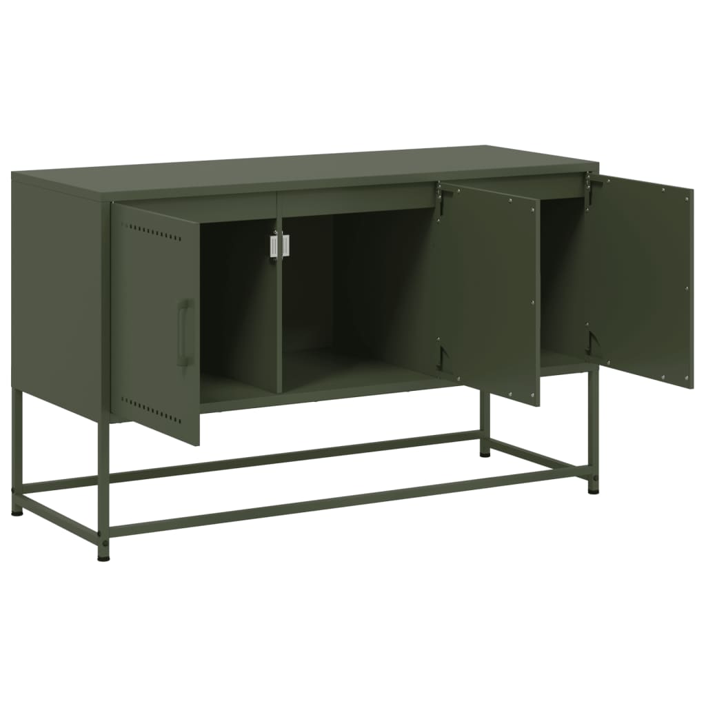 Meuble TV vert olive 100,5x39x60,5 cm en acier