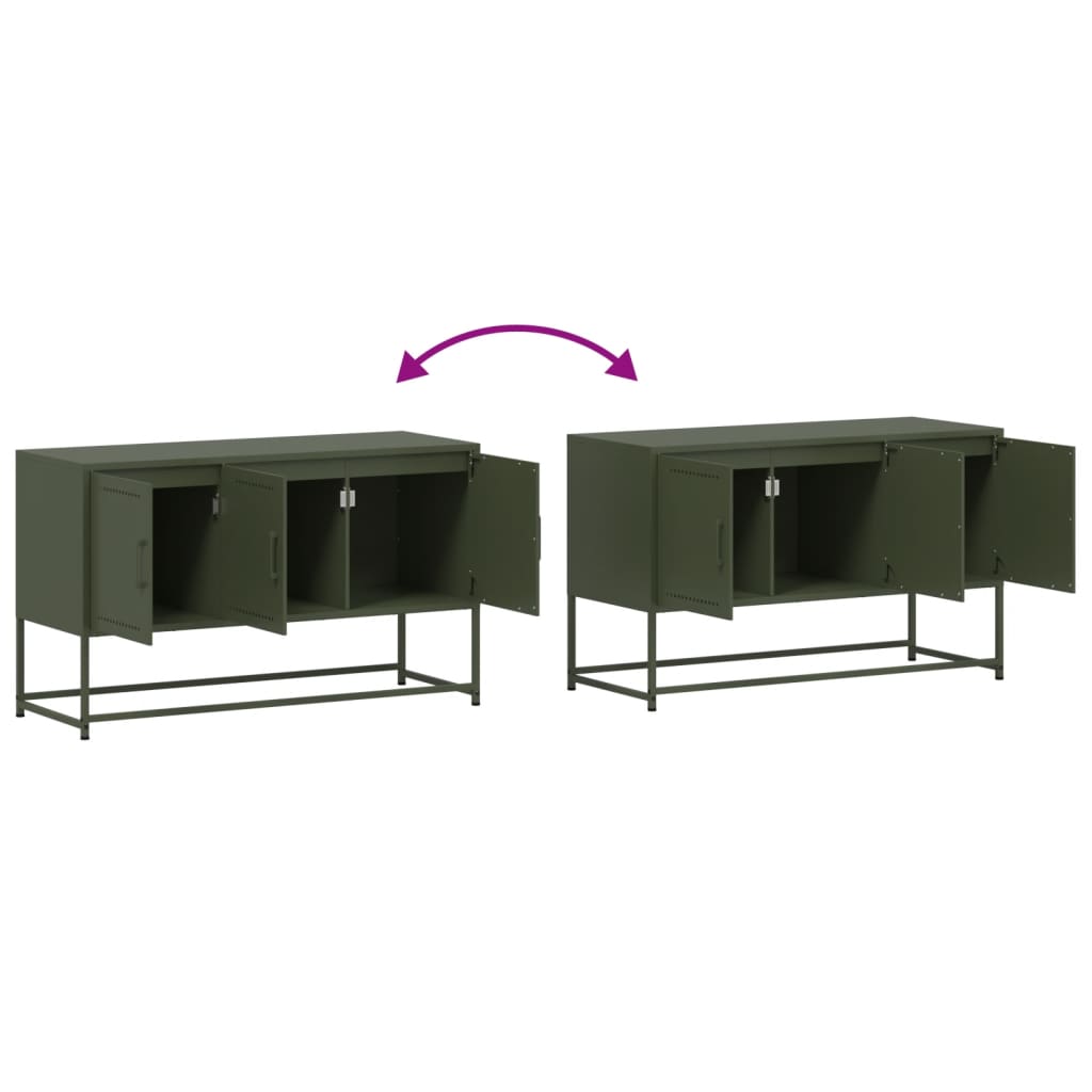Meuble TV vert olive 100,5x39x60,5 cm en acier
