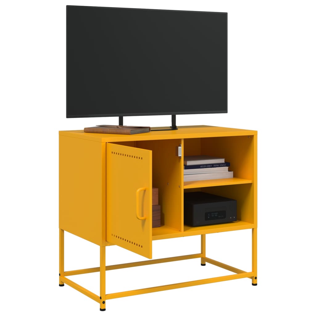 Meuble TV jaune moutarde 68x39x60,5 cm en acier