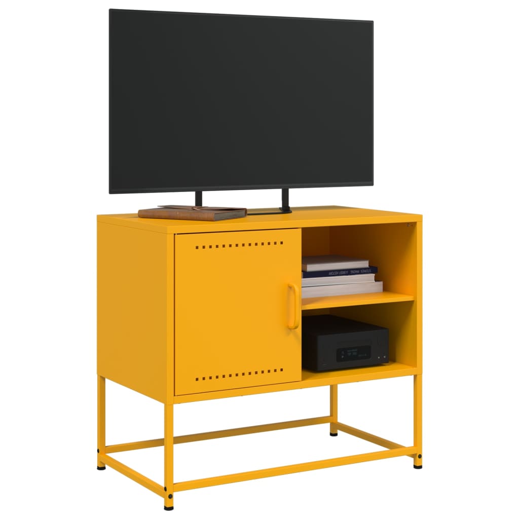 Meuble TV jaune moutarde 68x39x60,5 cm en acier