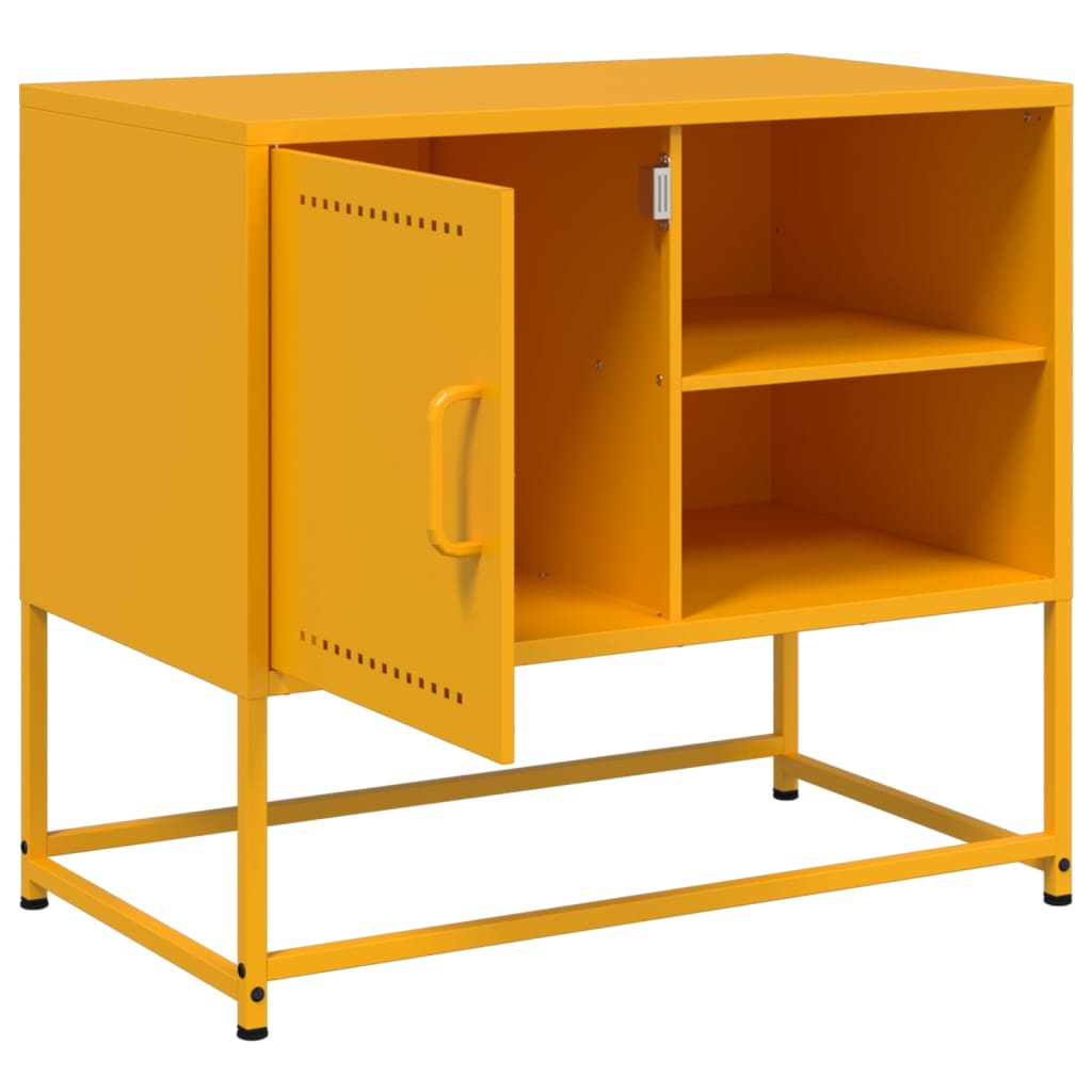 Meuble TV jaune moutarde 68x39x60,5 cm en acier