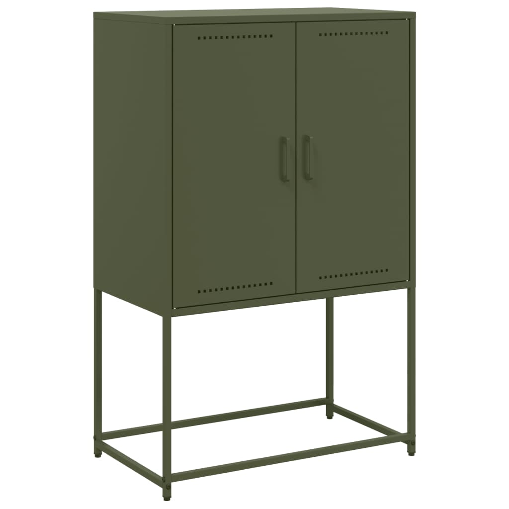 Meuble TV vert olive 68x39x60,5 cm en acier