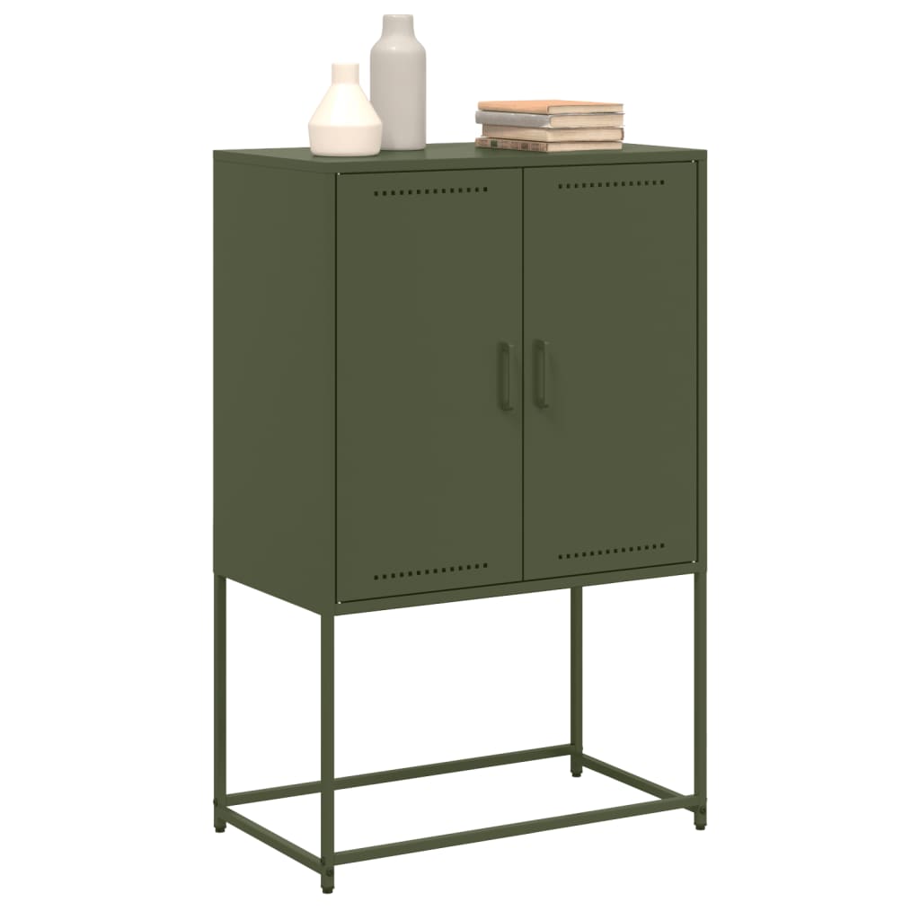 Meuble TV vert olive 68x39x60,5 cm en acier