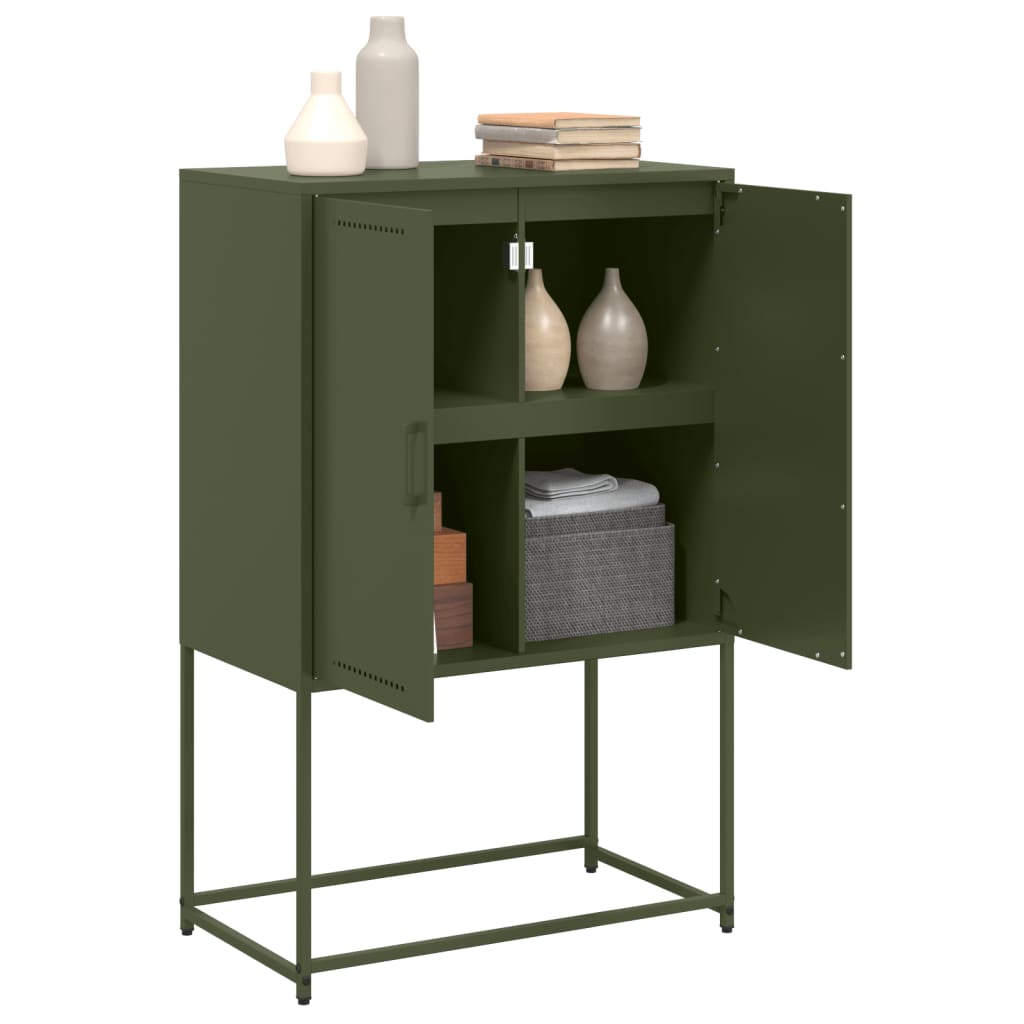 Meuble TV vert olive 68x39x60,5 cm en acier