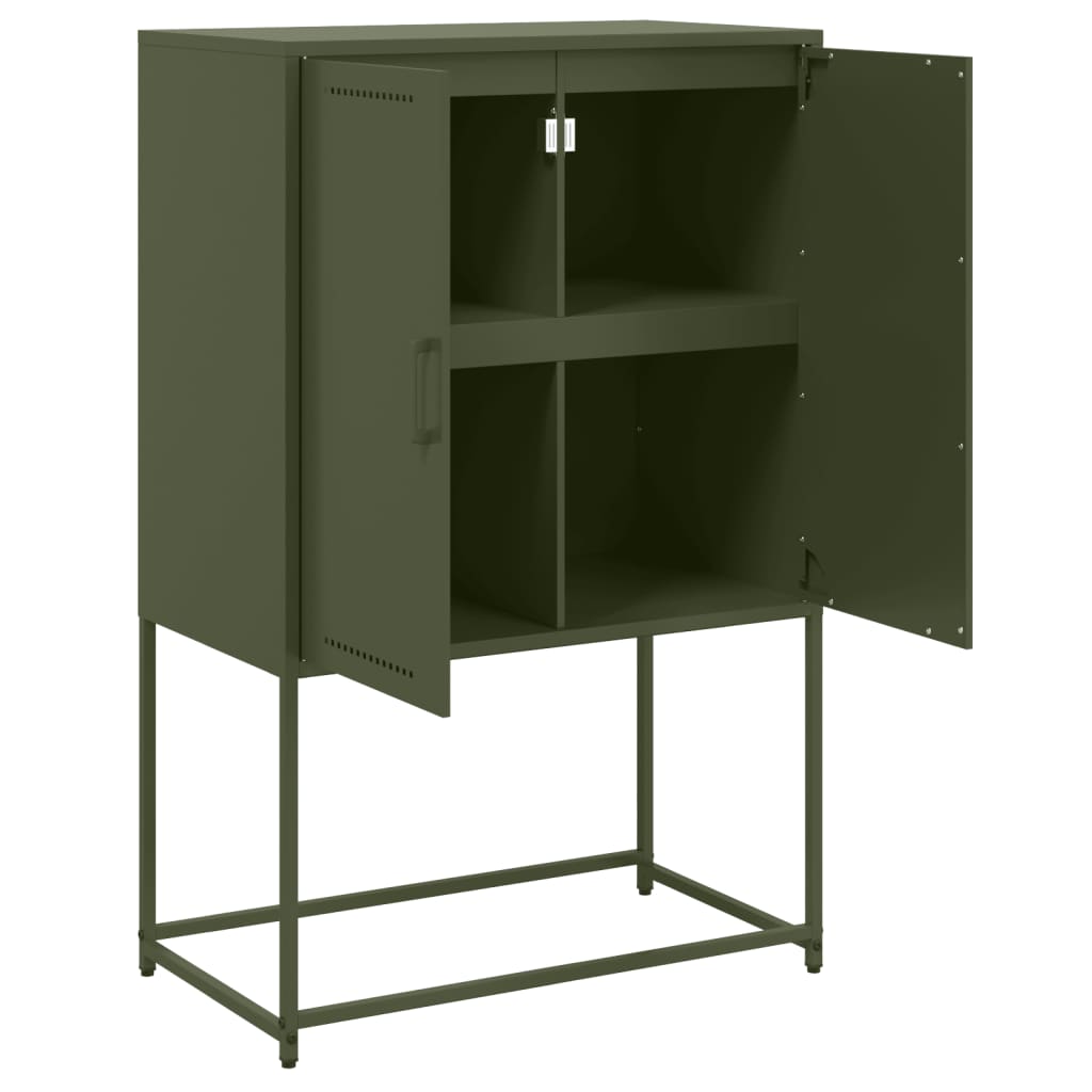 Meuble TV vert olive 68x39x60,5 cm en acier