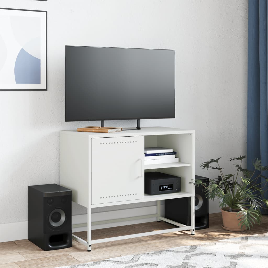 Meuble TV vert olive 100,5x39x60,5 cm en acier