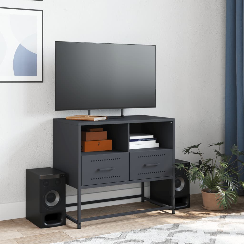 Meuble TV anthracite 68x39x60,5 cm en acier