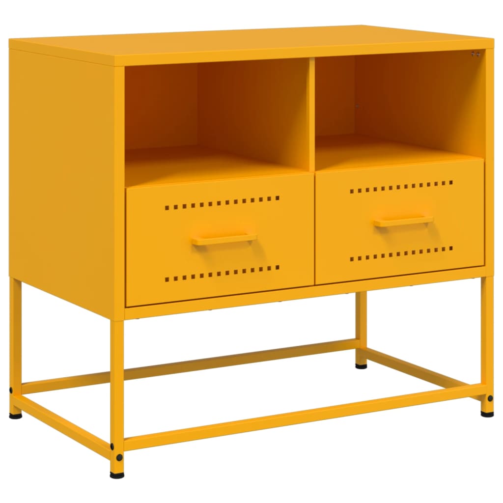 Meuble TV jaune moutarde 68x39x60,5 cm en acier