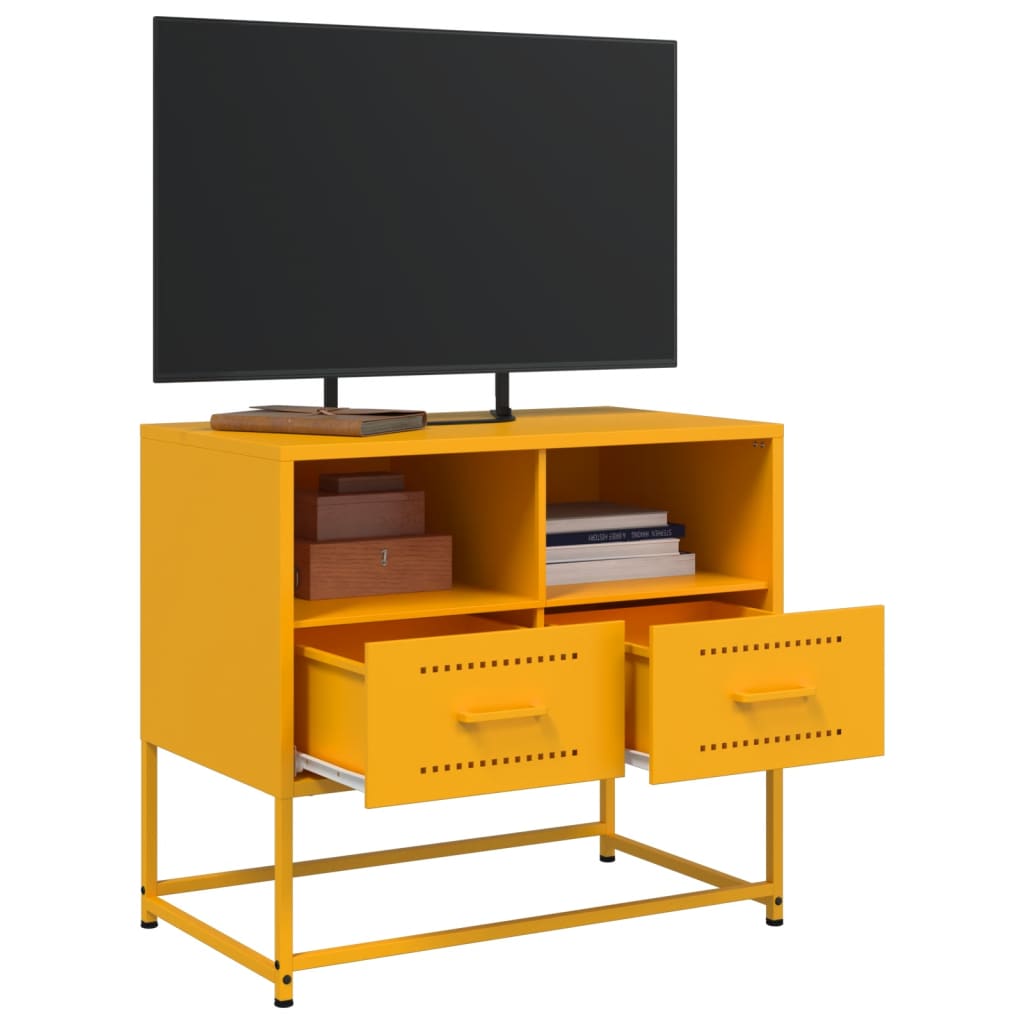 Meuble TV jaune moutarde 68x39x60,5 cm en acier