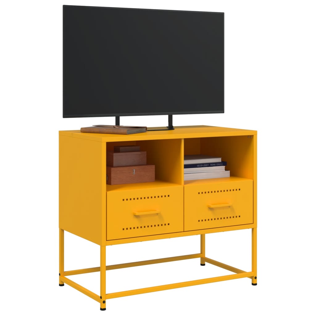Meuble TV jaune moutarde 68x39x60,5 cm en acier