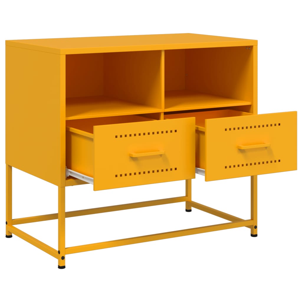 Meuble TV jaune moutarde 68x39x60,5 cm en acier