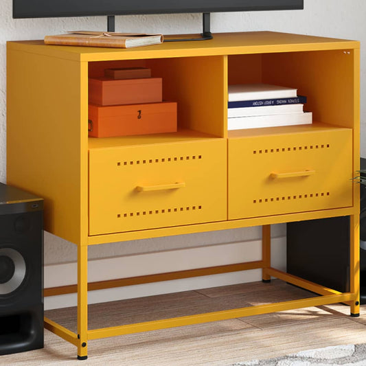 Meuble TV jaune moutarde 68x39x60,5 cm en acier