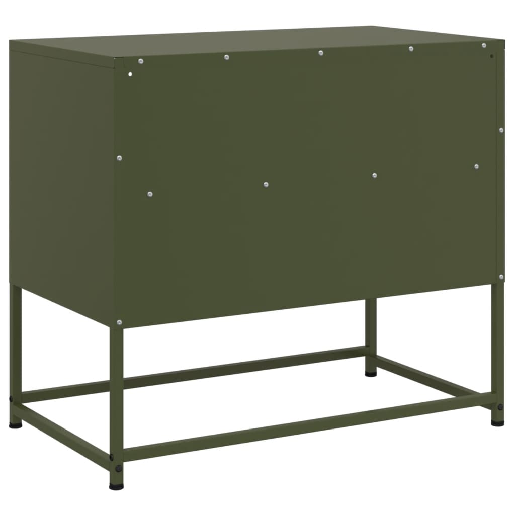 Meuble TV vert olive 68x39x60,5 cm en acier