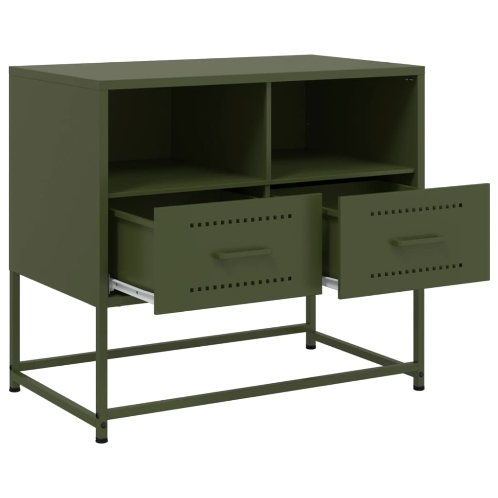 Meuble TV vert olive 68x39x60,5 cm en acier