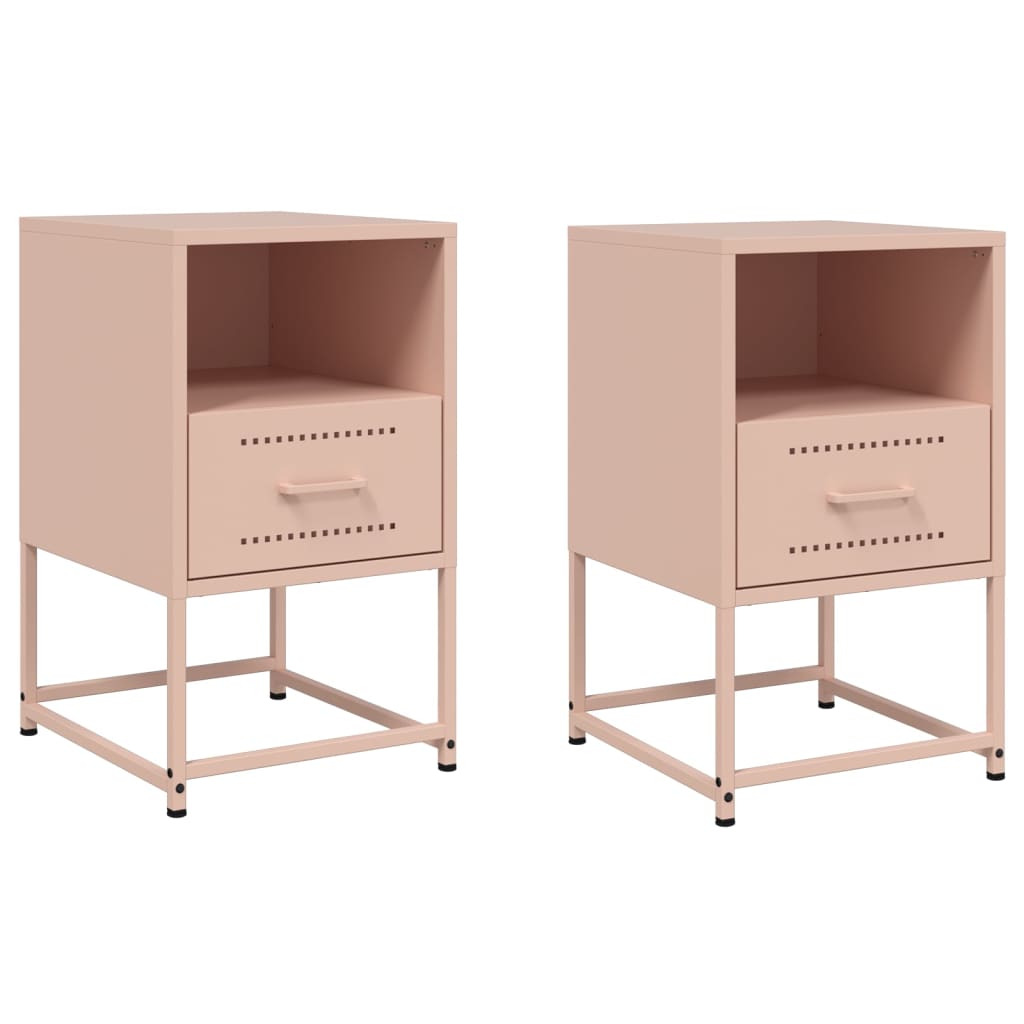 Tables de chevet 2 pcs Rose 36x39x60,5 cm en acier