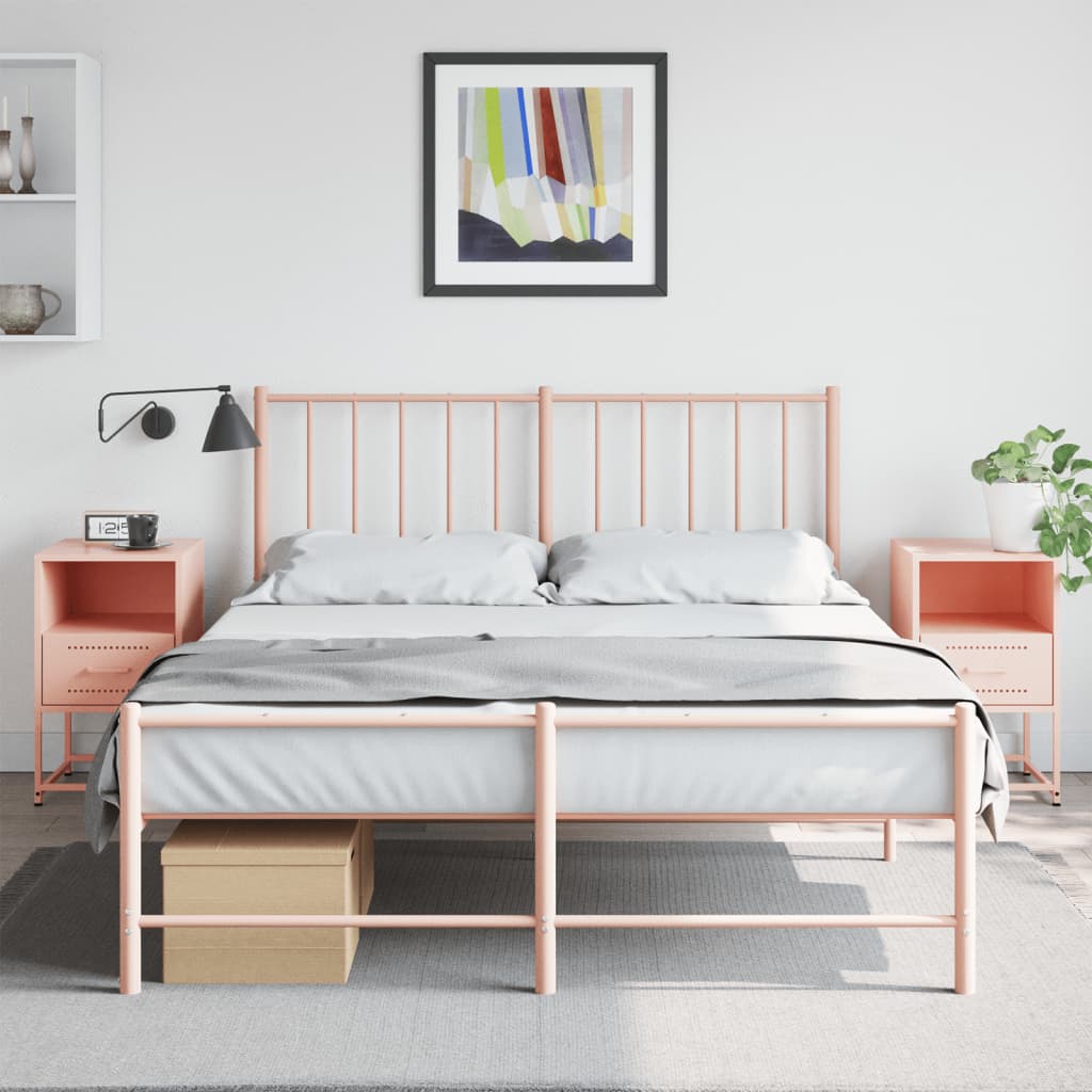 Tables de chevet 2 pcs Rose 36x39x60,5 cm en acier