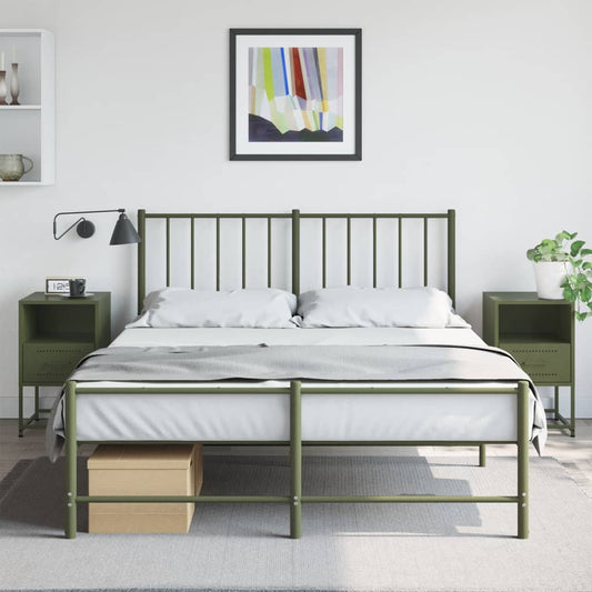 Bedside tables 2 pcs. Olive green 36x39x60.5 cm steel