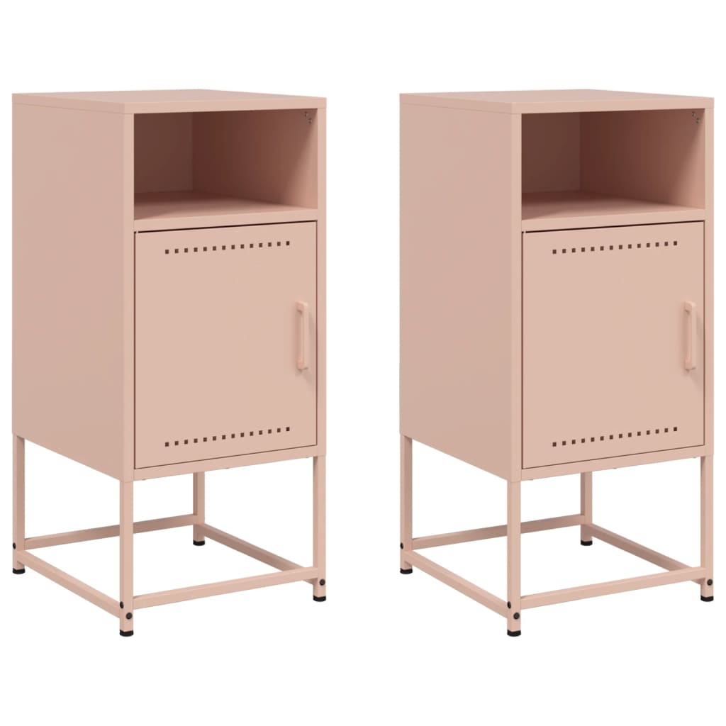Tables de chevet 2 pcs. Rose 36x39x78 cm en acier