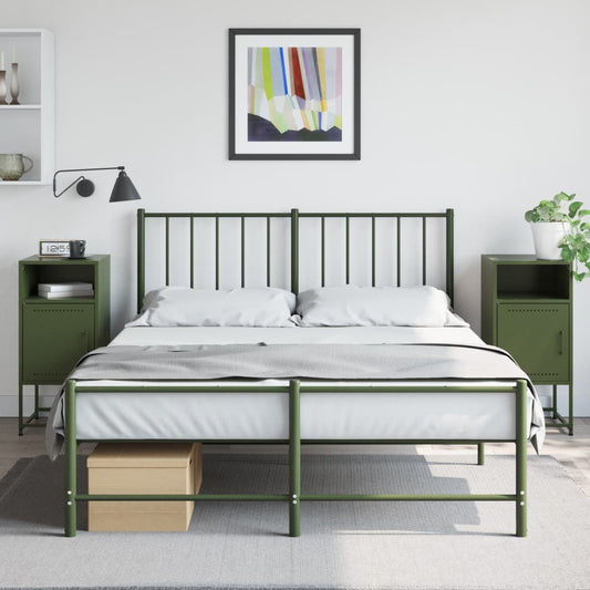 Bedside tables 2 pcs. Olive green 36x39x78 cm steel