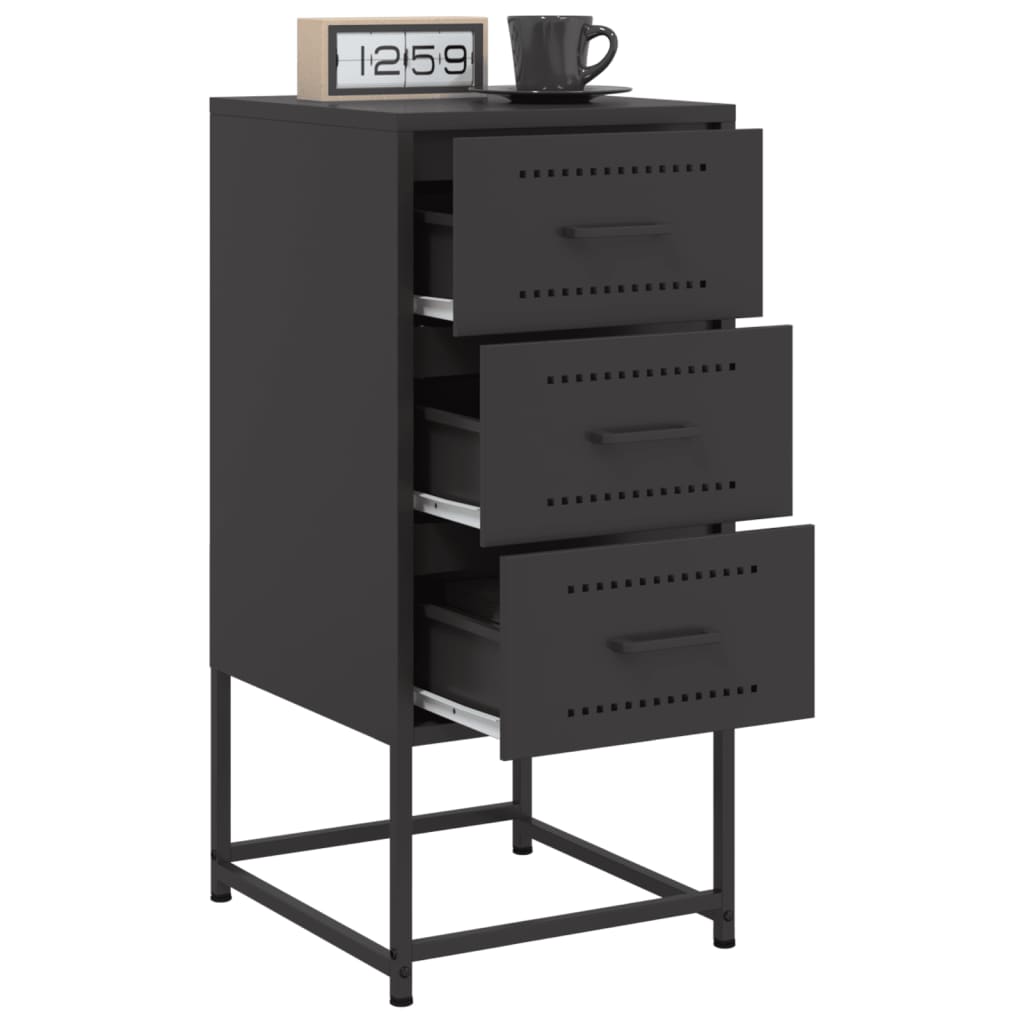Tables de chevet 2 pcs. Noir 36x39x78 cm acier