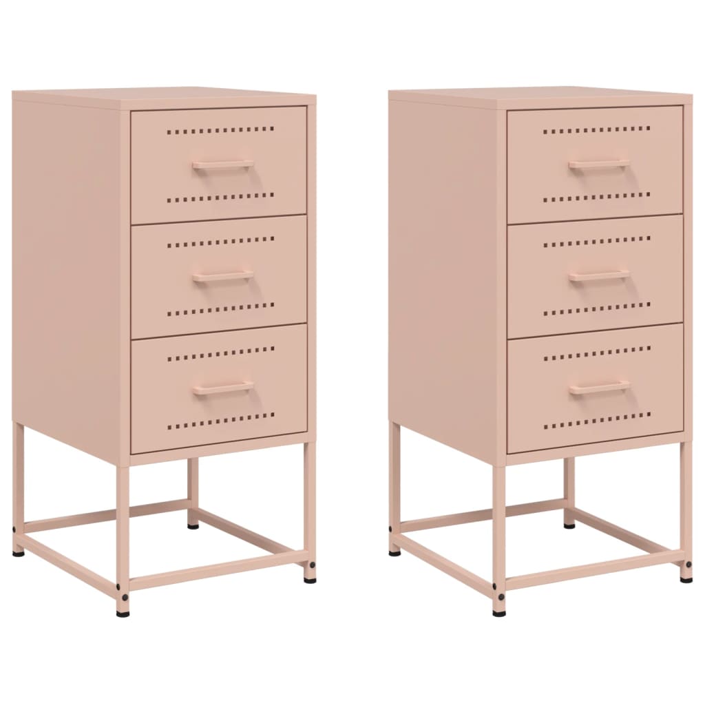 Tables de chevet 2 pcs. Rose 36x39x78 cm en acier
