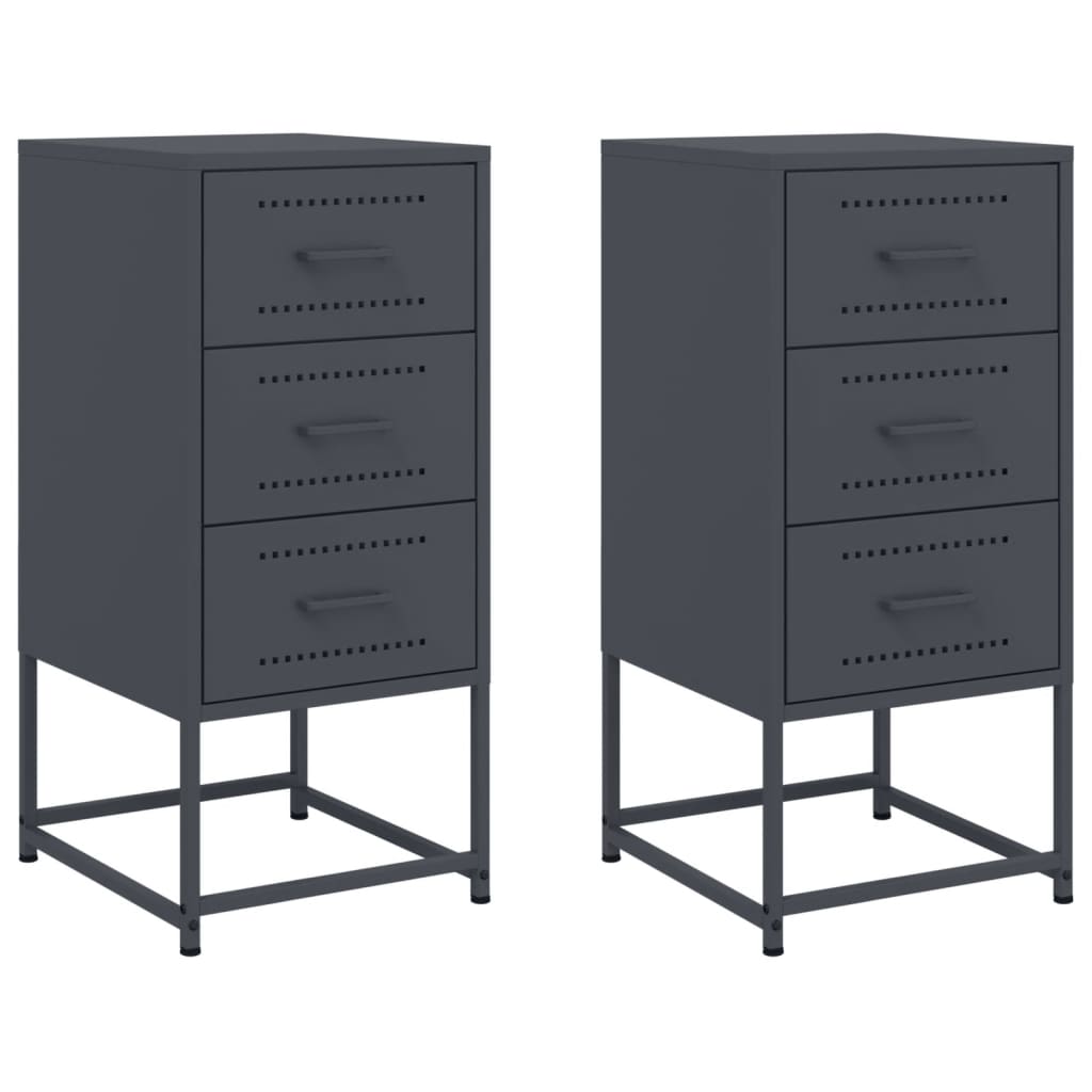 Bedside tables 2 pcs. Anthracite 36x39x78 cm steel