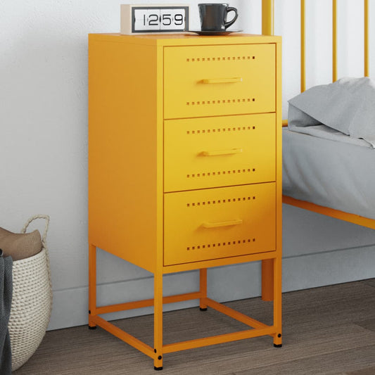 Bedside table mustard yellow 36x39x78 cm steel