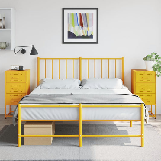 Tables de chevet 2 pcs. Jaune moutarde 36x39x78 cm en acier