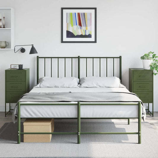 Bedside tables 2 pcs. Olive green 36x39x78 cm steel
