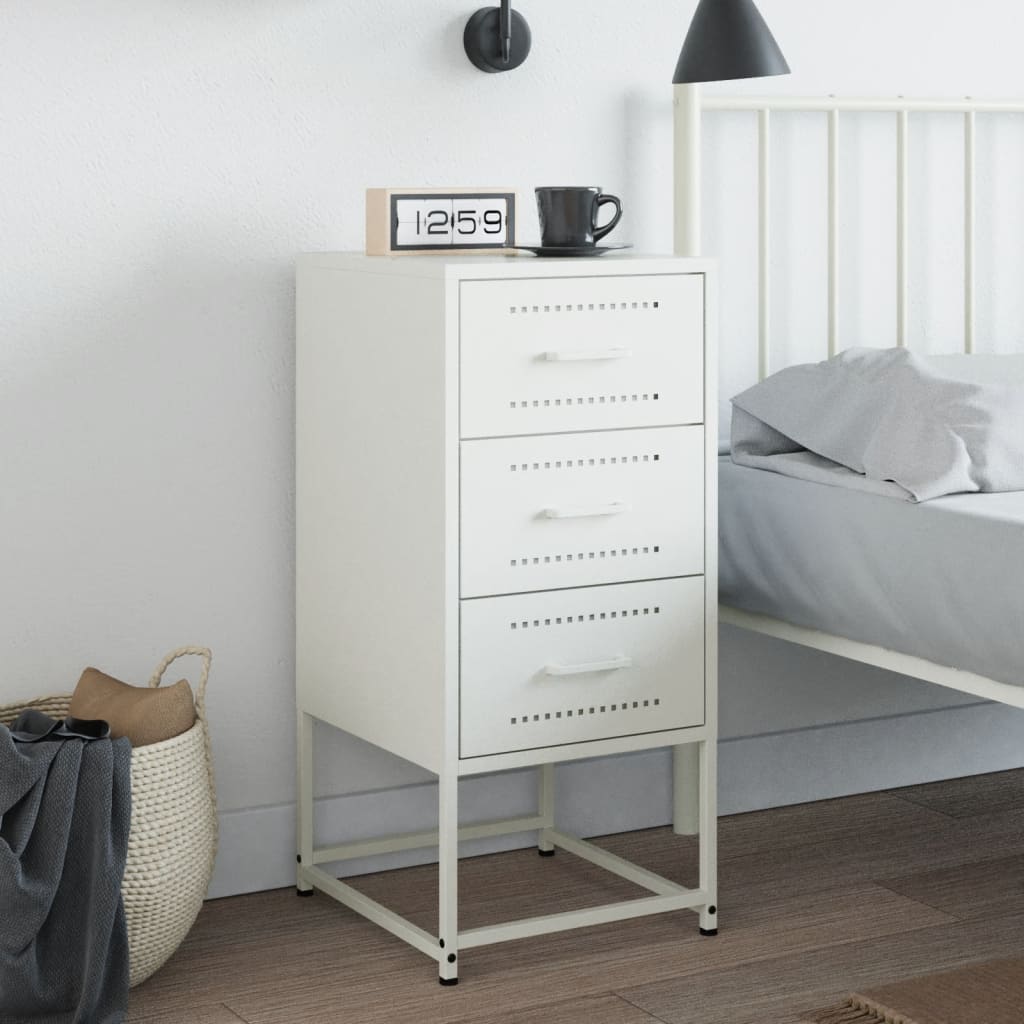 Bedside Table White 36x39x78 cm Steel