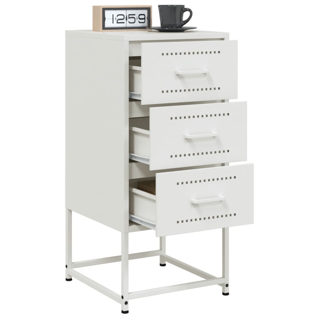 Bedside Table White 36x39x78 cm Steel
