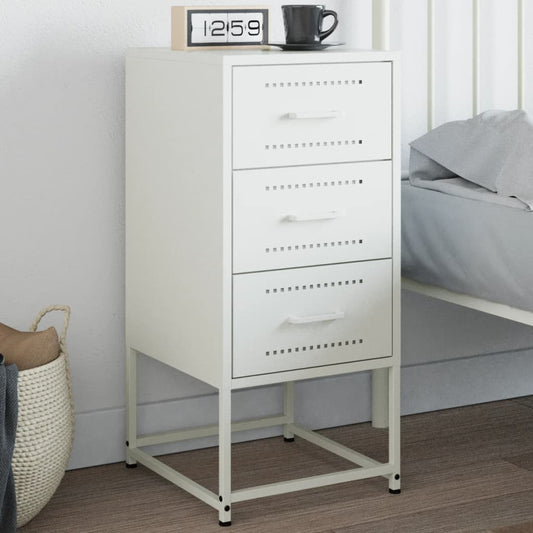 Bedside Table White 36x39x78 cm Steel