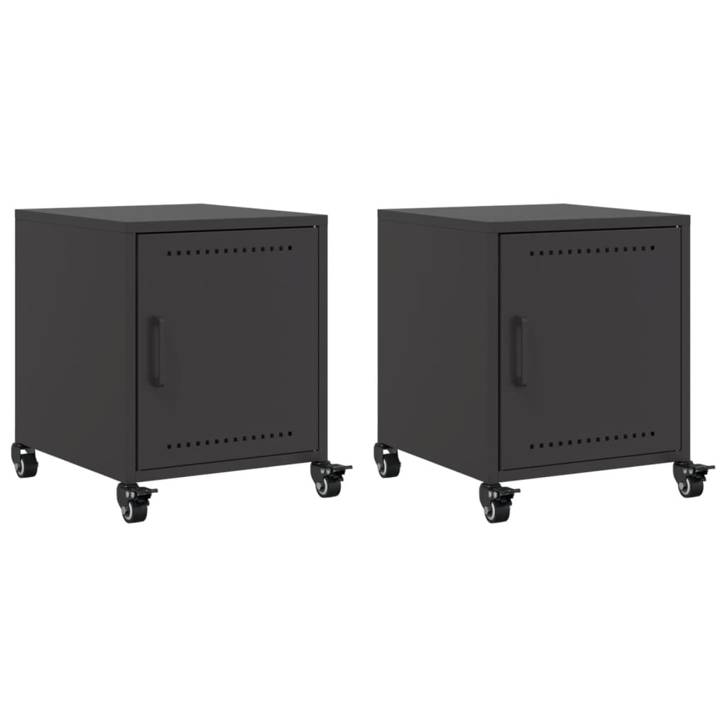 Tables de chevet 2 pcs. Noir 36x39x43,5 cm en acier