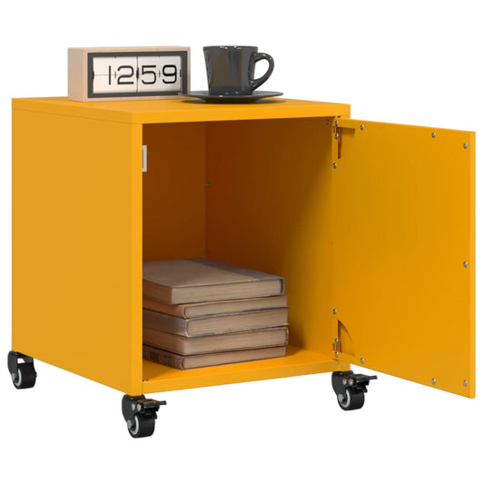 Tables de chevet 2 pcs. Jaune moutarde 36x39x43,5 cm en acier