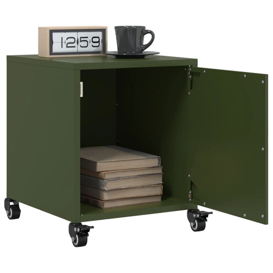 Bedside tables 2 pcs. Olive green 36x39x43.5 cm steel