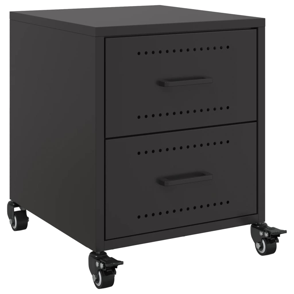 Bedside Table Black 36x39x43.5 cm Steel