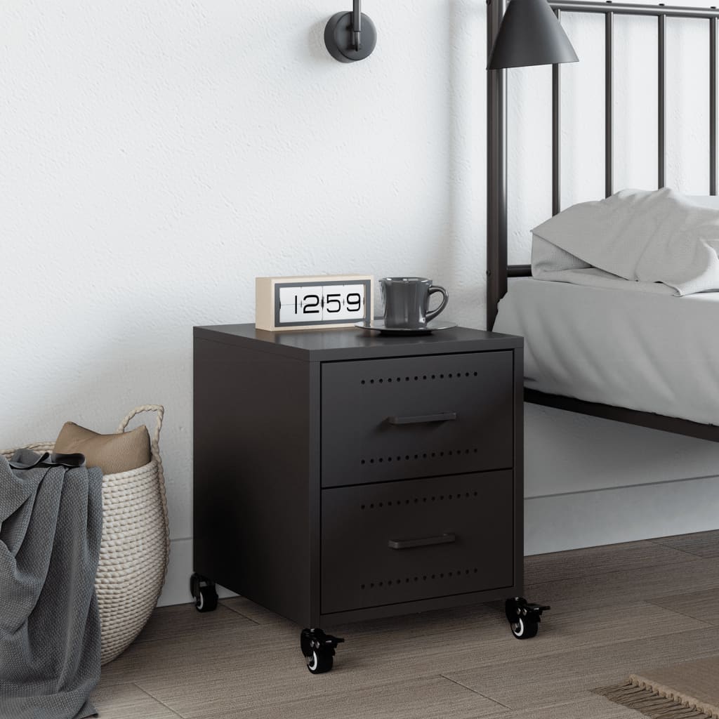 Bedside Table Black 36x39x43.5 cm Steel