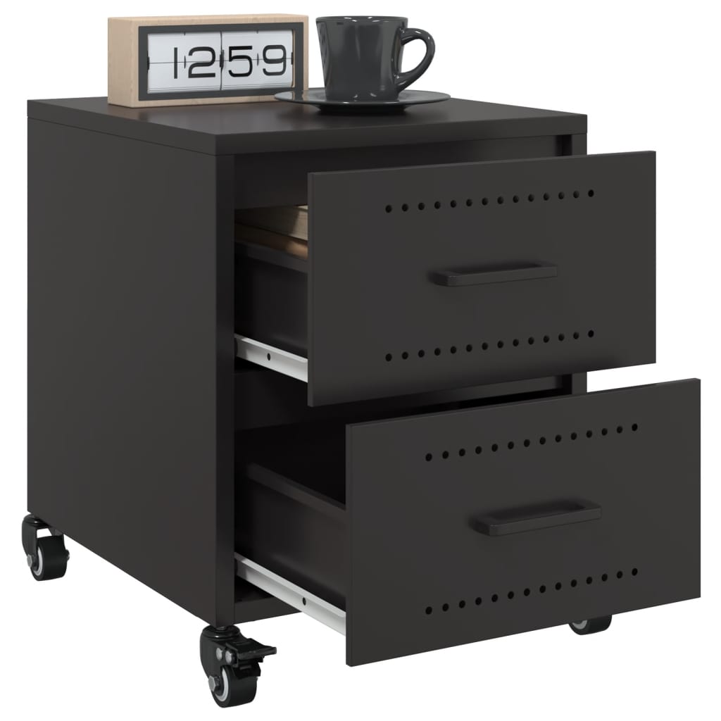 Bedside Table Black 36x39x43.5 cm Steel
