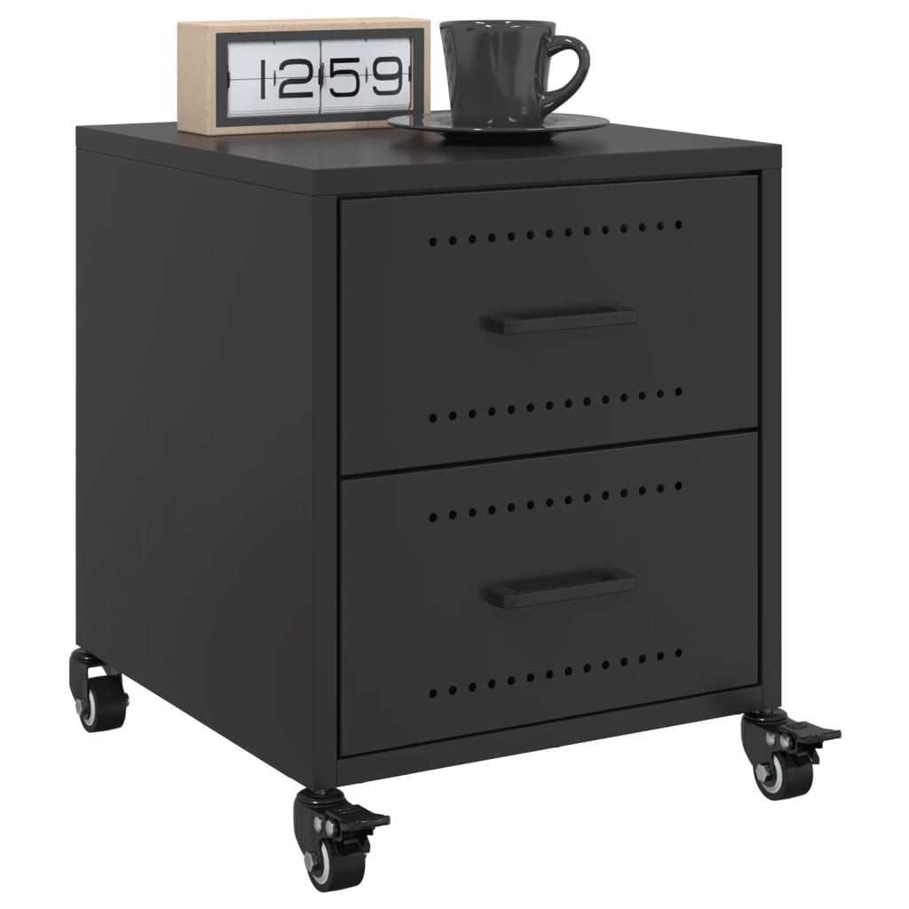 Bedside Table Black 36x39x43.5 cm Steel