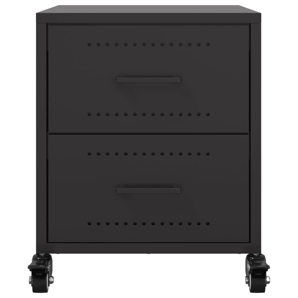 Bedside Table Black 36x39x43.5 cm Steel