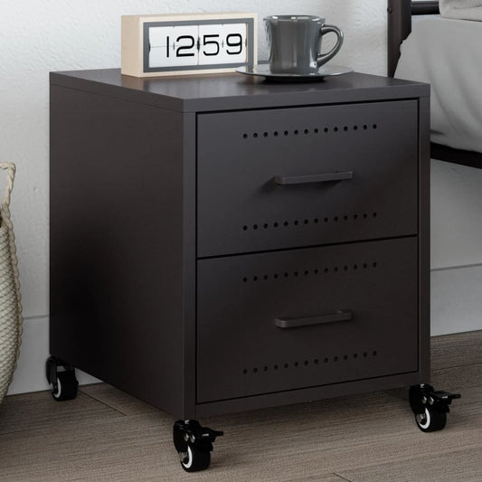 Bedside Table Black 36x39x43.5 cm Steel