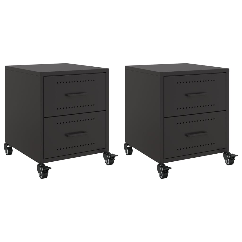 Tables de chevet 2 pcs. Noir 36x39x43,5 cm en acier