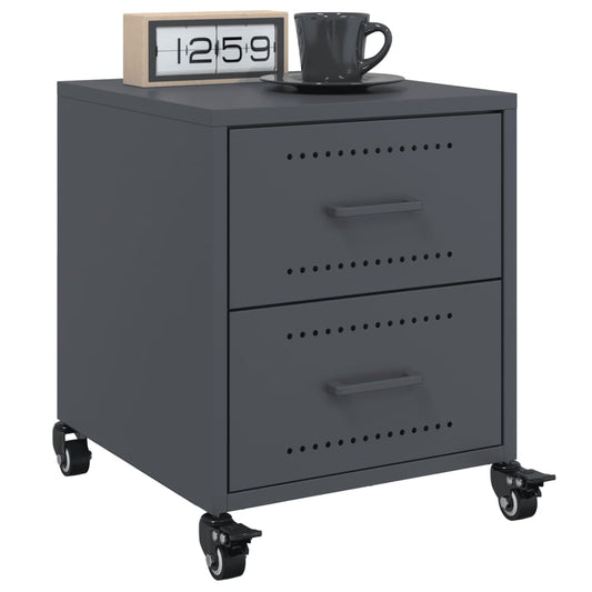 Bedside tables 2 pcs. Anthracite 36x39x43.5 cm steel