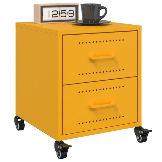 Tables de chevet 2 pcs. Jaune moutarde 36x39x43,5 cm en acier